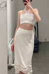 SWAYING/KNIT Pleated Skirt SW22SSB06 White